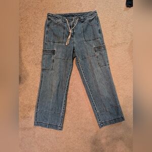 Casual Blue Wide-Leg Denim Pants